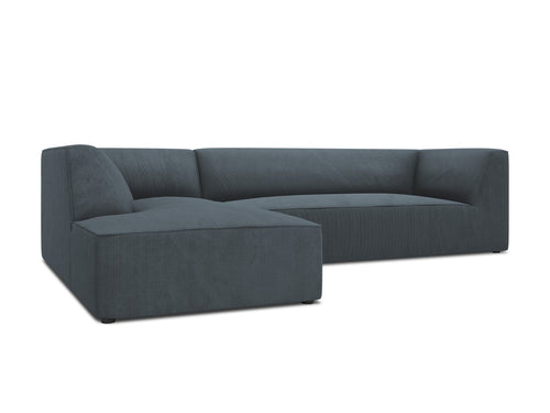 Micadoni linker hoekbank Ruby 4-zits, ribfluwelen, blauw - 180x273x69cm