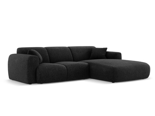 Cosmopolitan Design rechter hoekbank Nolio 4-zits, chenille, zwart - 170x260x72cm