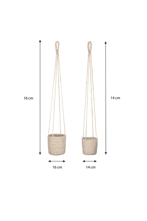 Mica Decorations Atlantic Plantenmand - Set van 2 - H16 x Ø16 cm - Crème