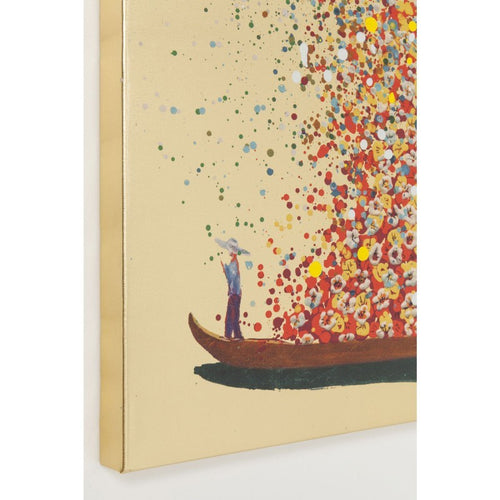 Kare Design Schilderij Flower Boat 100x80cm goud - vtwonen shop