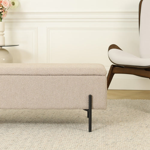 Nolon Jente bankje met opbergruimte bouclé beige