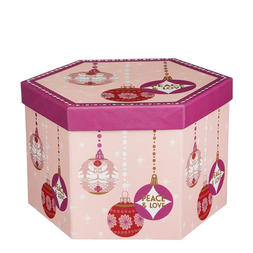 House of Seasons Cadeau Set Kerstballen Peace & Love - 14 Stuks - Ø8 cm - Onbreekbaar - Roze