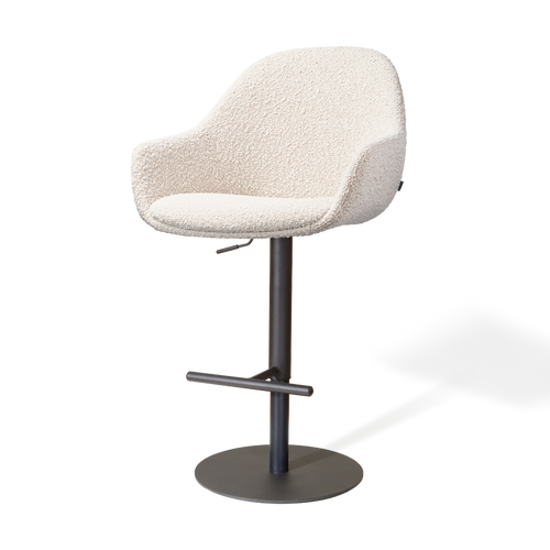 Nolon Niva-Mae tulp barkruk bouclé beige verstelbaar - zwarte poten