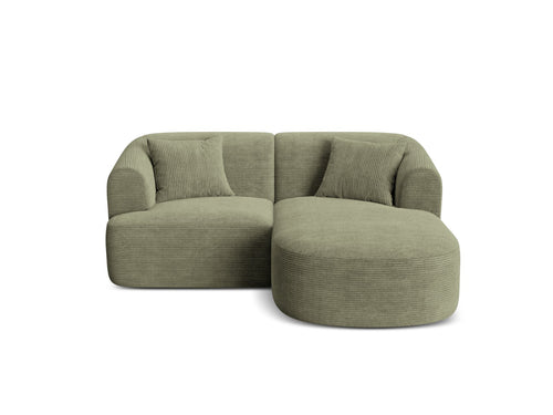 Cosmopolitan Design Modulaire hoekbank rechts Campi 3-zits, ribfluwelen mosgroen - 156x180x70cm