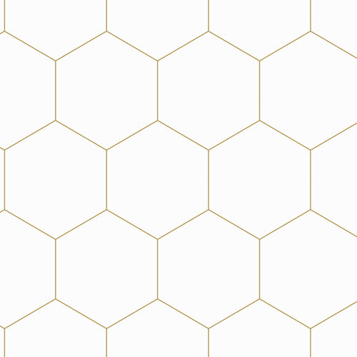 ESTAhome behang hexagon wit en goud - 53 cm x 10.05 m - 139312