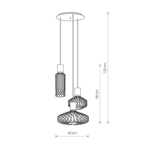 Nowodvorski hanglamp Pico - 3 lichts - 43  x 130   cm - zwart - vtwonen shop