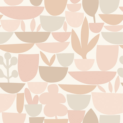 ESTAhome behang aardewerk en planten beige - 50 x 900 cm - 131072 - vtwonen shop