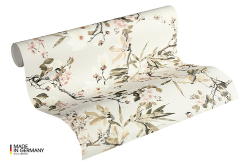 Michalsky Living behang bloemmotief beige, groen, grijs en roze - 53 cm x 10.05 m - AS-364982 - vtwonen shop