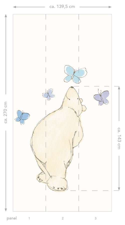 ESTAhome fotobehang een grote beer beige, blauw en paars - 139.5 x 270 cm - 157321 - vtwonen shop