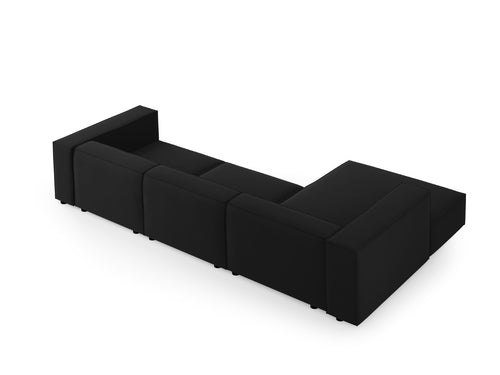 Cosmopolitan Design linker hoekbank Arendal 4-zits, flueel, zwart - 166x284x70cm