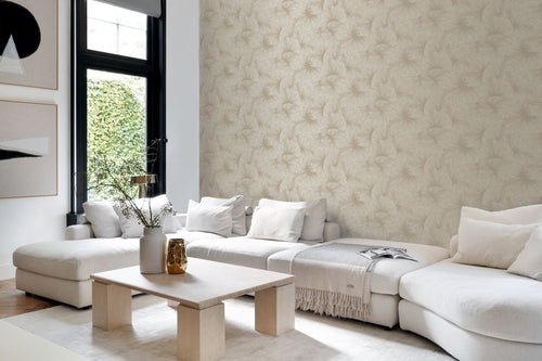 Origin Wallcoverings behang 3D-motief bladeren beige - 53 cm x 10.05 m - 348006