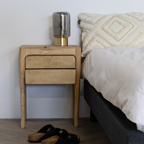 Giga Meubel Nachtkastje Berend - Naturel - Mangohout - 46x38x60cm - vtwonen shop