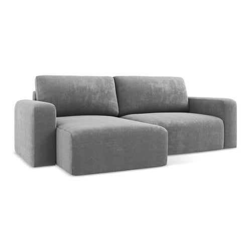 LaMiaSofa hoekbank links Ostia - chenille stof - grijs - 244x149x79