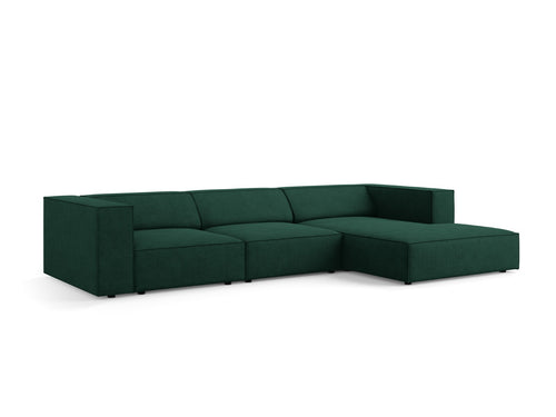 Cosmopolitan Design rechter hoekbank Arendal 4-zits, chenille met ribbeleffect, flessengroen - 166x284x70cm