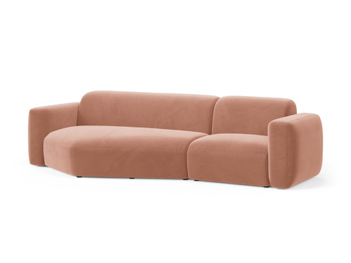 Cosmopolitan Design Modulaire hoekbank links Strino 3-zits, flueel roze - 136x308x78cm
