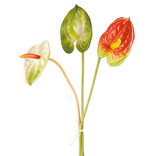 Sia Deco Kunstmatige Anthurium Trio Stengel - Groen En Rood - H61 - vtwonen shop