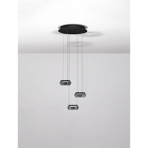 Nova Luce JAILYN Hanglamp met clusterdesign, zandkleurig zwart, rookkleurig, Triac dimbare LED 24W 960lm 3000K