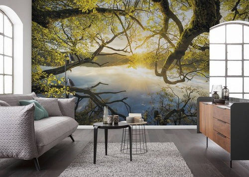 Sanders & Sanders fotobehang landschap met water groen en blauw - 400 x 250 cm - 612512
