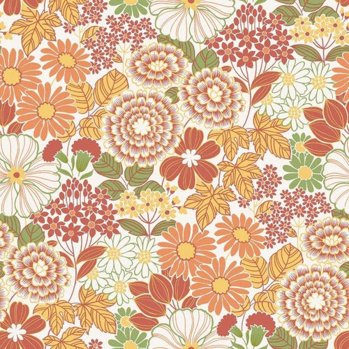 Borastapeter behang retro bloemen oranje - 53 cm x 10.05 m - 661022 - vtwonen shop