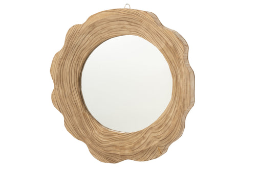 J-Line wandspiegel Geribbeld - hout - naturel - large