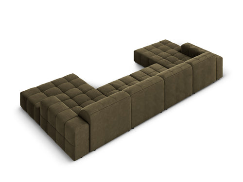 Cosmopolitan Design Panoramische bank Chicago 6-zits, flueel groente - 167x375x78cm