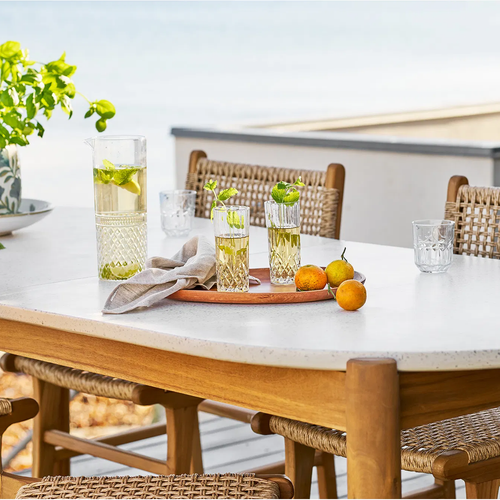 Artichok Teresa houten tuintafel naturel met terazzo blad -  210 x 95 cm