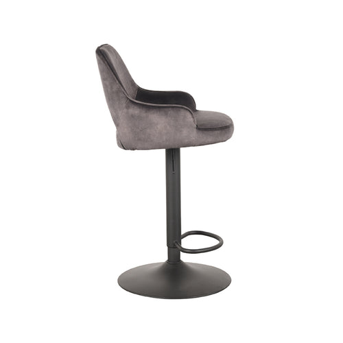 LABEL51 Barkruk Fer - Antraciet Velvet - Zithoogte 60–80cm