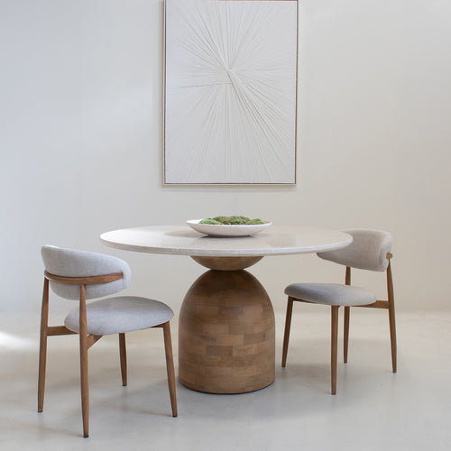 DÉJA Living Eettafel Miro Rond - Marmer/Hout - Naturel - 130x130x75cm - vtwonen shop