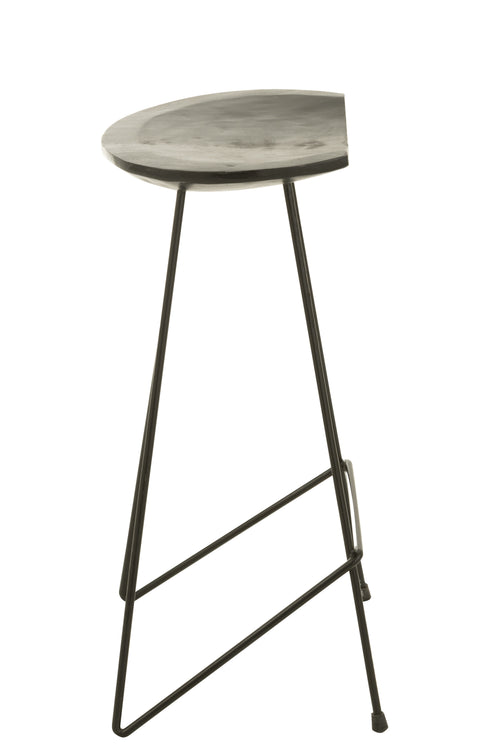 J-Line barkruk - hout/ijzer - zwart