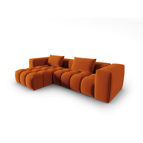 Cosmopolitan Design - Modulaire hoekbank links Verona 3-zits, flueel terracotta - 145x260x70cm