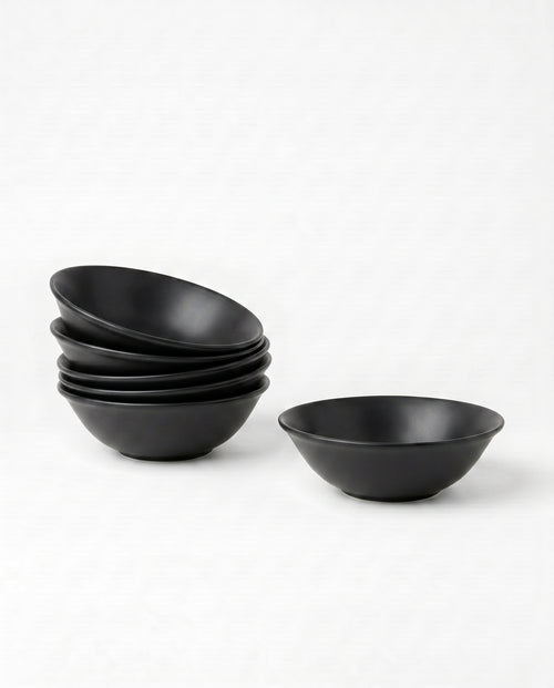 vtwonen - Kommen - Mat Zwart - 18 cm - Set van 6