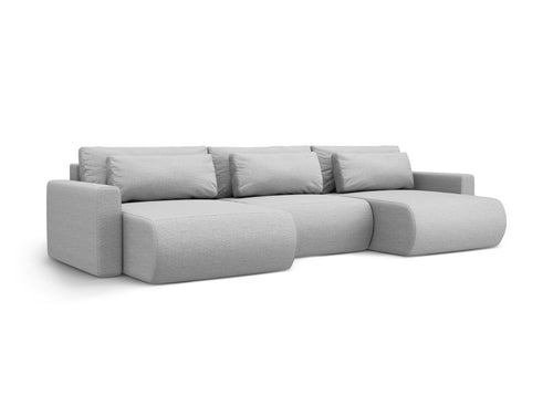 Cosmopolitan Design Converteerbare panoramische bank met opbergdoos Belfast 4-zits, structurele stof lichtgrijs - 149x340x84cm