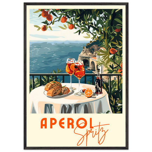 Artfulprints Poster met Lijst Aperol Spritz - Cocktail with a view   - 70x100 cm - Meerkleurig