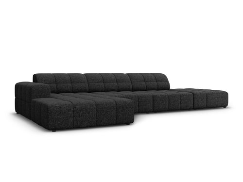 Cosmopolitan Design linker hoekbank Chicago 5-zits, chenille zwart - 167x348x78cm