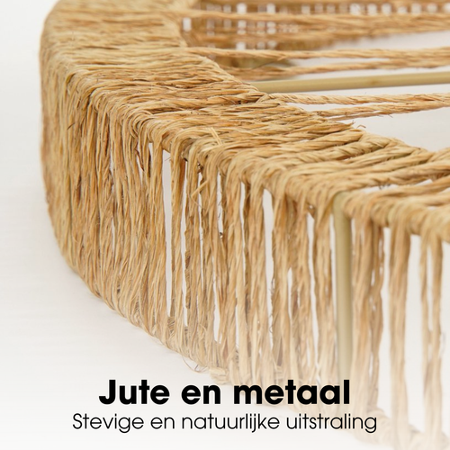 Mica Decorations Ludy Spiegel Rotan - Wandspiegel - Boho Decoratie - Decoratieve Spiegel Ø70 cm - Jute - Lichtbruin