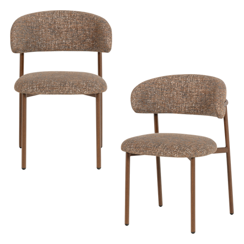 WOOOD eetkamerstoel Kelu - Wollig - Bruin Melange - Set Van 2 - 80x45x58