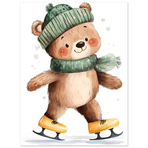 Artfulprints  Schaatsende beer   poster 30x40 cm - vtwonen shop
