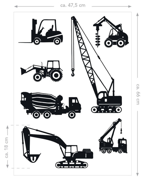 ESTAhome muursticker voertuigen zwart - 47.5 x 66 cm - 156107