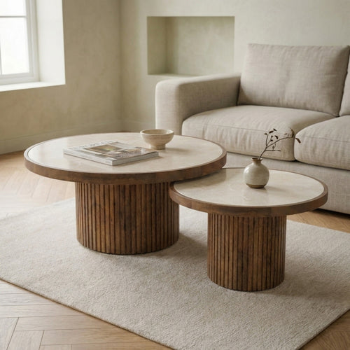 DÉJA Living Salontafel Tervo - Donkerbruin Marmer - Ø60cm