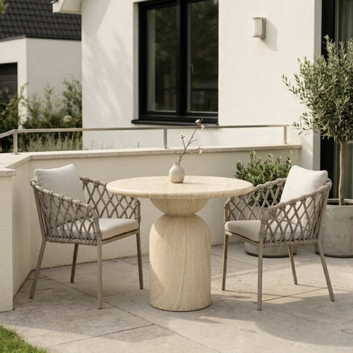 DÉJA Living Eettafel Djurö - Rond Travertin Eco Composiet - 80cm