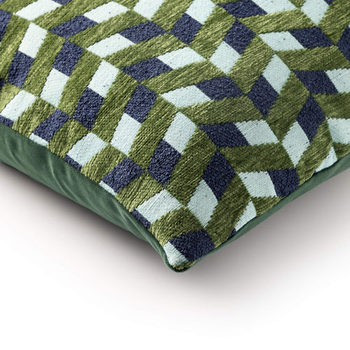 SIMSON - sierkussen 45x45 cm - visgraatpatroon - Twist of Lime - groen, blauw