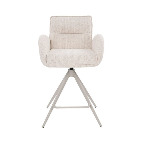 Giga Meubel Barstoel Tina - Beige - Draaibaar - Scandinavisch - Armleuningen - Stof - Set van 2