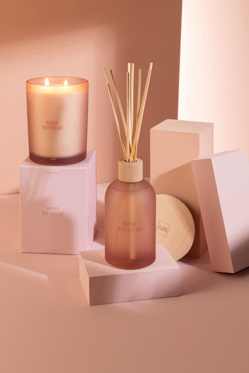 J-Line geurolie + stokjes Accords Essentiels - Rose Rêveuse - roze - 250 ml - vtwonen shop