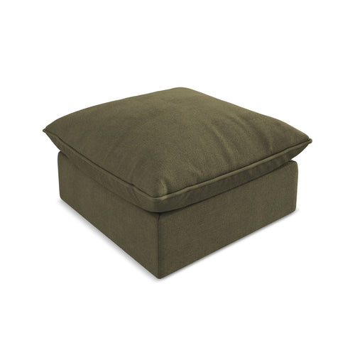 LaMiaSofa Poef Ravenna - textuurstof - olijf - 75x75x45