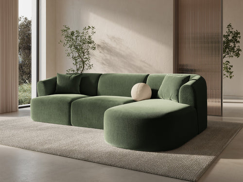 Cosmopolitan Design Modulaire hoekbank rechts Campi 4-zits, flueel groente - 156x256x70cm
