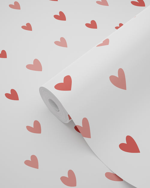 ESTAhome behang hartjes wit en roze - 50 x 900 cm - 131634 - vtwonen shop