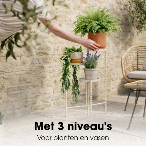 Mica Decorations Salvo Plantenrek - Plantenstandaard voor Kamerplanten - Plantentafeltje voor Binnen - Plantenonderzetter met Drie Plateaus - 40 x 40