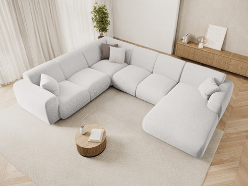 Cosmopolitan Design Panoramische hoekbank links Nolio 6-zits, chenille lichtgrijs - 252x342x72cm