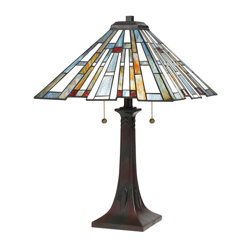 Elstead Quoizel Maybeck Tiffany Tafellamp Valiant Brons