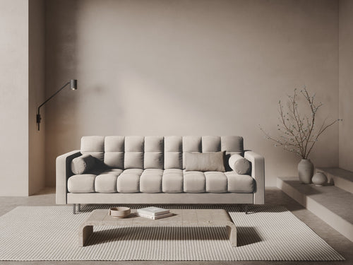 Cosmopolitan Design Slaapbank met opbergdoos Bali 3-zits, flueel donkerbeige - 84x222x105cm